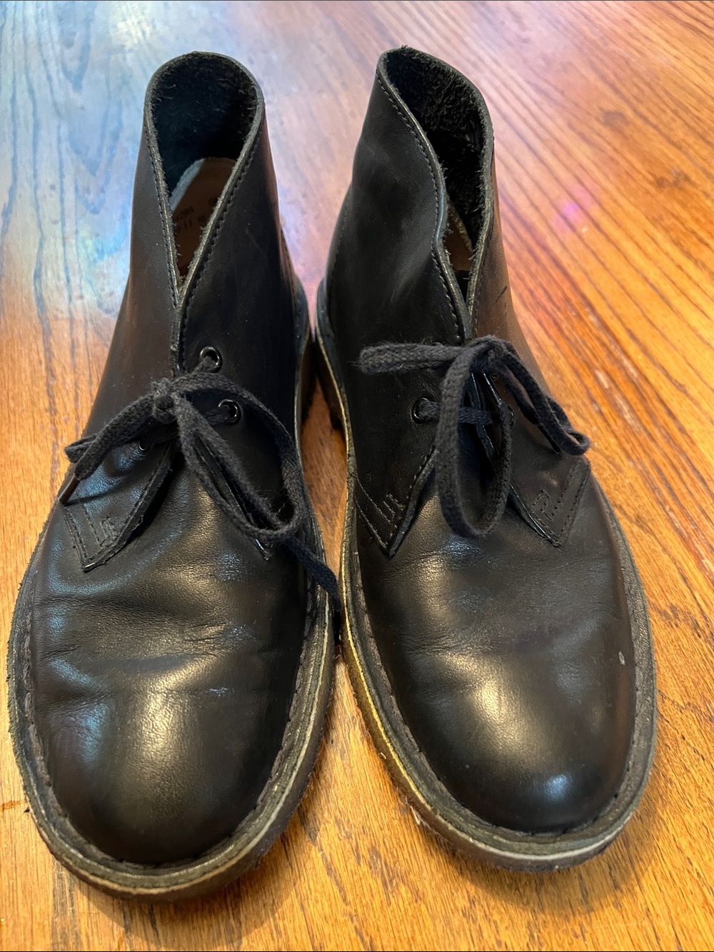Clark’s Desert Boots Black Leather Lace-Up